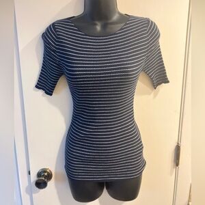 Vince Knit Stretch Shirt Black With White Strip Size S